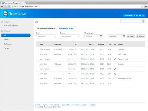 Скриншот программы TeAmViewer management-console-connection-report