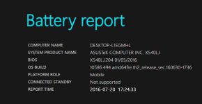 Отчет о работе аккумулятора ноутбука в Windows 10