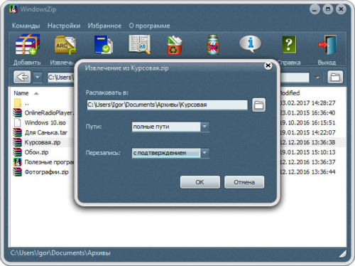 Обзор программы архиватора WindowsZIP